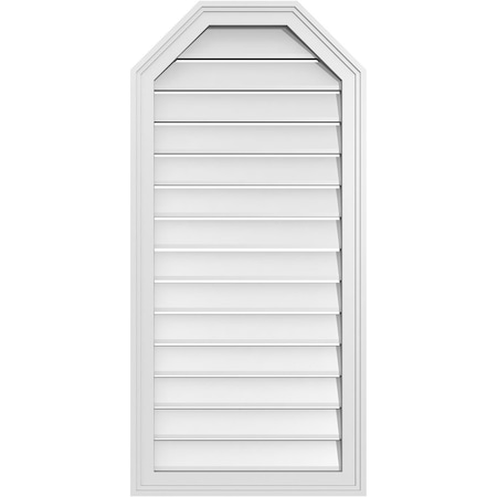 Ekena Millwork Octagonal Top Surface Mount PVC Gable Vent w/ 2"W x 1-1/2"P Brickmould Frame, 20"W x 42"H GVPOT20X4202SF